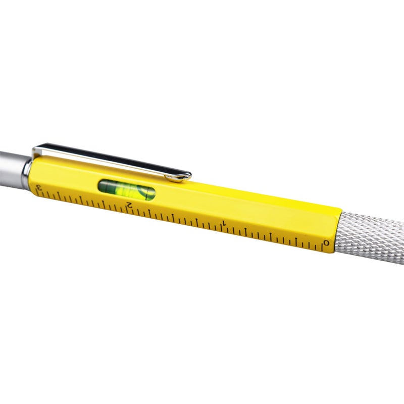 DUNBONG Metal Multi tool Pen 6-in-1 Stylus Pen - With Screwdriver, Ballpoint Pen Black ink, Stylus pen, Level and Ruler, 1-Count (Yellow) - Image 5